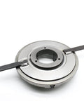 Top view of 12 Inch Three Jaw Self Centering Welding Positioner Table Chuck With Reversible Jaws And Handle Drive, steel construction.