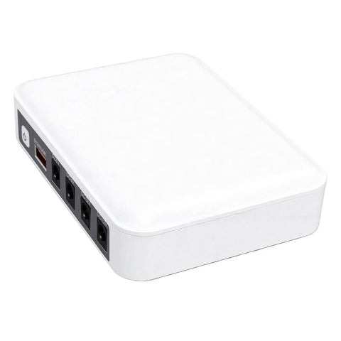 Portable Mini Ups Boasting Hella Reliable 6000Mah Backup Power for household networking equipment, compact white design.