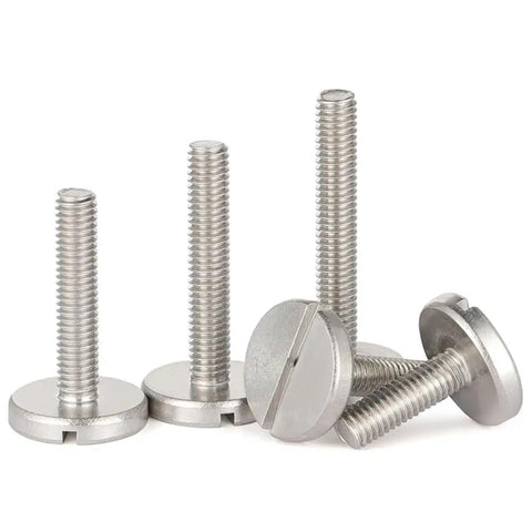 Heavy Duty 5 Pack M4 X 14mm Slotted Cheese Head Screws Forged From Top Tier 304 Stainless Steel, showing a set of screws.