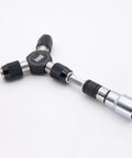 Dual 2 In 1 Hex To Square Drive Extension Set With Quick Swap, showing detailed metal and black grip design, fits multitools