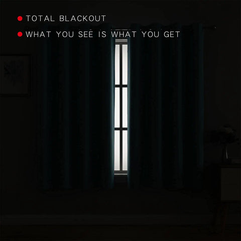 100% Blackout Curtains for Bedroom and Living Room 63 Inch Turquoise Room Darkening Grommet Panels