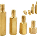 Heavy Duty Brass Hex Standoffs Male Female Threaded PCB Motherboard Spacer Hardware Beefy Copper Pillar Bolts, 10 Pack.