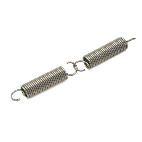 Two stainless steel extension springs with dual-hook ends, 0.4x2 inches