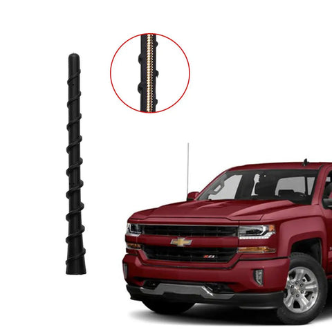 7 Inch Black Flexible Antenna Mast For GM Trucks 1999 To 2026 Replacement Rod Fits Chevy Silverado And GMC Sierra