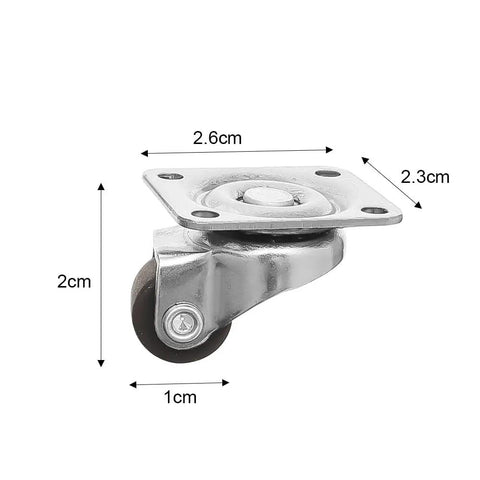 Heavy Duty Brown Rubber Swivel Casters Making Heavy Furniture Movements No Sweat Glides, 2cm size, with a steel mounting plate.