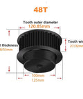 Beefy HTD 8M Timing Pulley 40 Tooth Carbon Steel Drive Gear For Garage And Factory Rig Ups Featuring Slick 30Mm Belt Alignment And Rock Solid 10 To 30Mm Shaft Fit For Trouble Free Operation, 48T with dimensions.