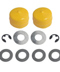 4 Pack Front Wheel Bushing To Bearing Conversion Kit 9040H components including yellow caps and metal washers for lawn mowers