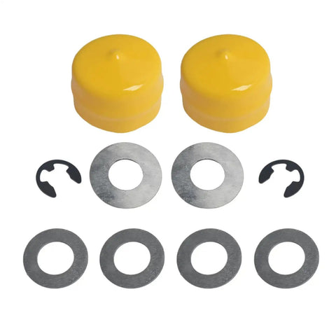 4 Pack Front Wheel Bushing To Bearing Conversion Kit 9040H components including yellow caps and metal washers for lawn mowers