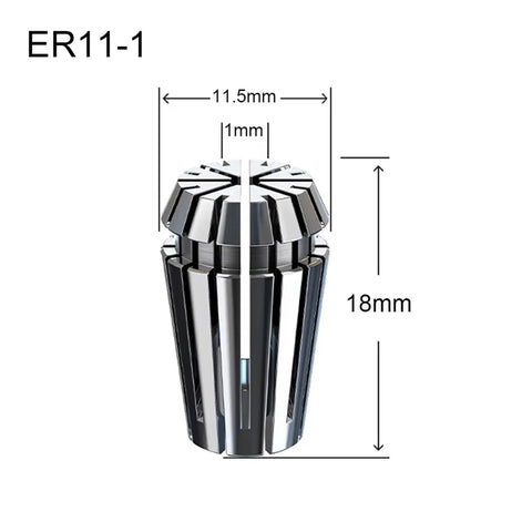 Heavy Duty Er11 Spring Collet For CNC Milling Lathes Killer Grip Precision Alignment Cold Forged Steel Tool Holder with dimensions.