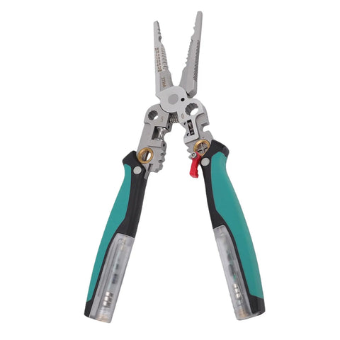Licavey 23 In 1 Multifunctional Wire Stripper Pliers With Detachable Non Contact Voltage Tester, steel body with adjustable grips.