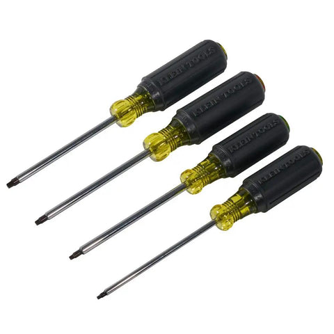 4 Piece Square Recess Screwdriver Set With Color Coded Handles Heat Treated Chrome Plated Shafts Cushioned Grip Made In USA