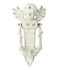 Retro Cast Iron Door Pull Handle In White, Vintage Cabinet Pull With Elegant Ring, Rustic Wall Decor For Home Patio