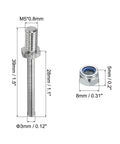 Pack Of 2 Beefy Heavy Duty RC Landing Gear Steel Axles One Eighth Inch Dia One And One Half Inch Total Length M5 Threaded Drive Shafts With Nuts For RC Airplane Hobby And Custom Builds, detailed dimensions shown.