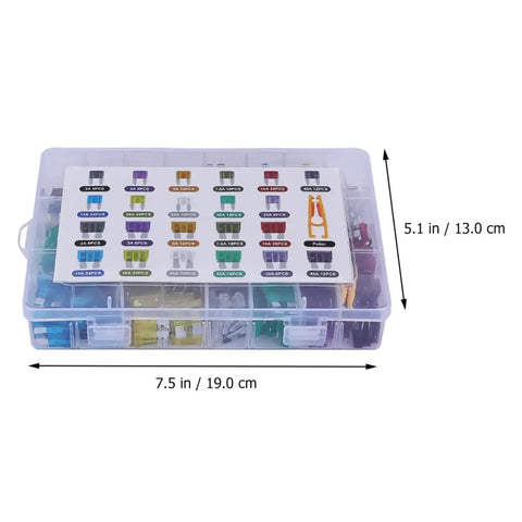 300 Pcs Zinc Alloy Mini Standard And Low Profile Car Blade Fuse Assortment Kit With Puller Tool in plastic box