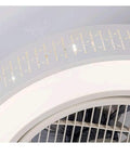 Close-up of Sleek Smart Ceiling Fan With Light And WiFi Remote Control, highlighting dimmable lamp and fan blades.