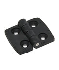 Single hinge from Ten Pack Mini Cabinet Door Folding Hinges Set, lightweight plastic, black finish for small cabinets, easy install
