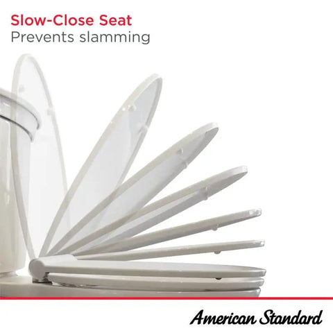 Slow-close toilet seat for Heavy Duty Two Piece Elongated Toilet Featuring Reliable Powerwash Rim And Comfort Height Design.