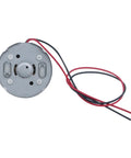Top view of a Tiny 5V DC Motor 6000 RPM with wire pack of 3 for DIY toys and experiments, showing motor with red and black wires