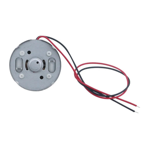 Top view of a Tiny 5V DC Motor 6000 RPM with wire pack of 3 for DIY toys and experiments, showing motor with red and black wires