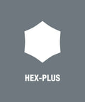 Hex-Plus logo on gray background for Zyklop Bit Socket Set With Holding Function, One Quarter Inch Drive, Five Piece, Non Impact Sockets.