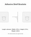 Stick On Shelf Brackets No Drill Wall Mounts For Closet And Cabinet Organization, 2-pack, side and front view, adhesive backing
