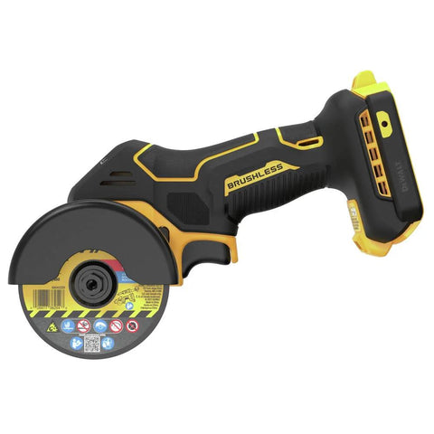 DEWALT 20V MAX XR brushless cut-off tool, compact bare tool with yellow/black body and guard