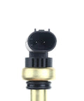 A-Premium coolant temperature sensor with brass stem and black 2-pin connector, front view