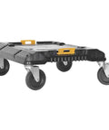 Tool Storage Organizer Cart For TSTAK System With Heavy Duty Wheels, shown as mobile carrier for job sites; black and yellow design