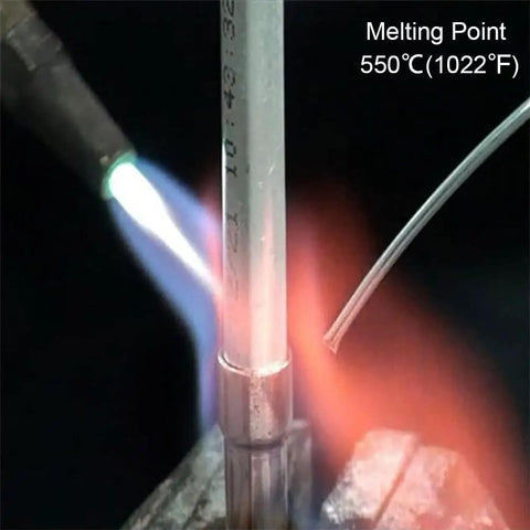 Low Temp Flux-Cored Aluminum Brazing Rods Set, 100 Pcs For Welding Aluminum And Alloys with torch flame visible, high strength use