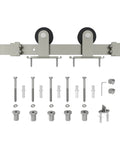 6 Ft Beefy Brushed Nickel Sliding Barn Door Hardware Kit With Quiet Hanger Rollers And Flat Track, Easy To Install
