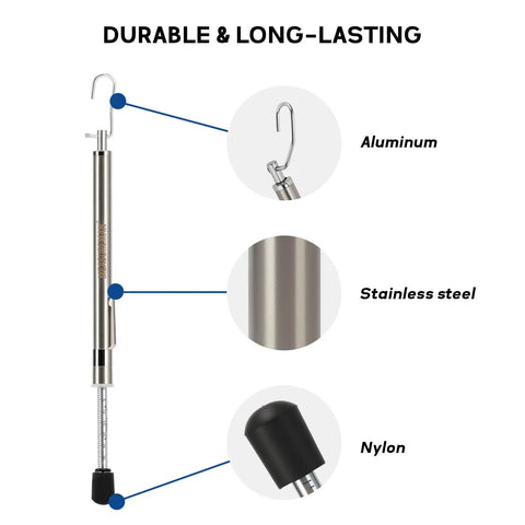 Dual End Door Force Gauge Workhorse With Push Pull Tester 0 to 35 Pounds and 16 Kilograms, Stainless Steel Body With Hook, Door Closer and Lock Adjustment, ADA Compliance Verified, Lightweight and Highly Accurate. Stainless steel and nylon parts shown
