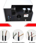 Saditesdk Automatic Wire Stripper And Cutting Tool With Adjustable Separation Function, showing cable prepping and results after use.