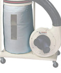 20-Inch Replacement Collection Bag For DC Series Dust Collectors With Viewing Window, shown on a dust collector unit