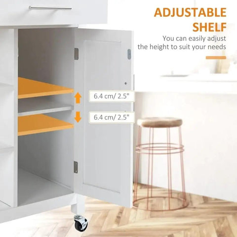Gonna Love This Smooth Rollin Kitchen Island Cart Featuring Hella Roomy Storage Adjustable Shelves and hidden cabinet close-up view.