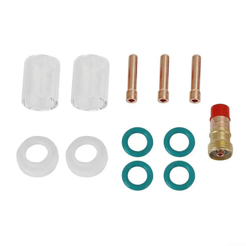 Upgrade Your Tig Welding Game With This Sweet 12 Piece Torch Accessory Kit Featuring Gas Lens And Glass Cup For Cleaner Arcs. Includes collets, glass cups, and O-rings.