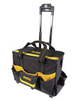 Lighted Roller Tool Bag With Built In LED Lights Heavy Duty Wheels Telescoping Handle Magnetic Folding Zipper Top 18 Inch