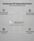 304 Stainless Steel Countersunk Wood Screws, Self Tapping Flat Head Fasteners, premium woodworking hardware.