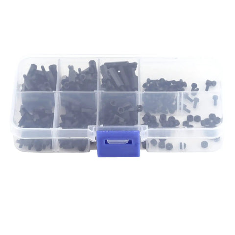 250Pcs Long Lasting Nylon Standoff Spacer Kit for Circuit Boards, Anti Signal Interference Hex Pillars, M2 Single Pass C Model Mounting Hardware Set With Nuts, Screws, and Male and Female Standoffs for Chip Thermal Channels in organizer case