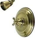 Metropolitan Single Handle Pressure Balanced Tub And Shower Faucet In Antique Brass Wall Mount Solid Brass Construction 1.8 GPM Showerhead