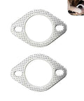 Kickin Tail 2Pack Exhaust Manifold Gaskets Forged From Ultra Tough Stainless Steel, 2.5 Inch 2 Bolt Oval Ring For Universal Fit.