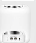 Back view of Tri-Band Mesh Wi-Fi 7 Router for large homes, showcasing two 5 GbE ports, gig speed 5 Gbps internet, 8000 sq ft coverage.