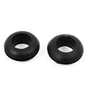 50 Pack Black Rubber Cable Grommets Featuring 12mm Inner Diameter, two grommets close-up showing double groove design.