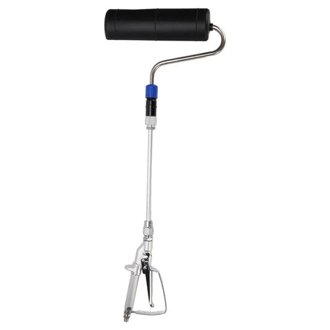 Electric Paint Roller Plays Nice With Your Airless Sprayer For Auto Dispensing And Smooth As Butter Coats Built Tough With Aluminum For Stress Free Wall Projects, featuring a stainless steel drum and aluminum shaft.