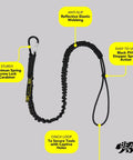 Tool Lanyard With Single Aluminum Carabiner And Adjustable Loop For Handy Hand Tools Tether On Home Renovation Scaffolding Window Cleaning And Construction Jobs Shock Cord Stopper 8 Kg Max Load 3 Pack shown with reflective webbing and anti-slip features.
