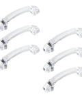 Set Of 6 Clear Acrylic Cabinet Handle Pulls With Arch Design, 3.3 Inch Total Length, 2.6 Inch Center To Center Mounting Holes