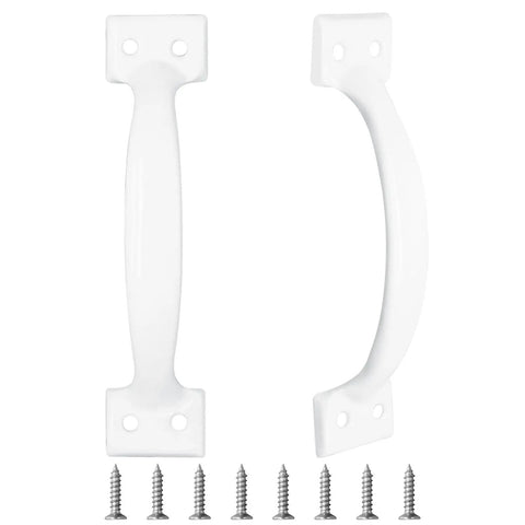 Two Pack Rustic Gate Handle Set With Mounting Screws Black Iron Gate Pulls 5.5 Inch Total Length 0.65 Inch Handle Width 1.26 Inch Mounting Plate
