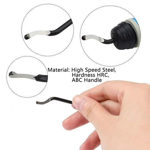 BS1010 Pro Grade Deburring Blades Set, 10 Pcs Burr Trimming Scrapers For Aluminum, Copper, Plastic, PVC, M2 HSS, 40 Degree Edge, 63RC Hardness, 46mm By 3.2mm, Sharp Cut For Smoothing Machined Surfaces