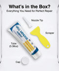 Wall Repair Kit With Scraper And Drywall Patch Paste For Holes And Cracks Quick Drying Patch Cream That Blends Into White Walls flat lay