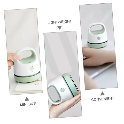 Fuss Free Rechargeable Desktop Vacuum Cleaner That Knocks Dust And Pet Hair To The Curb In Seconds, lightweight mini size, convenient handheld use.