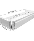 Slick 22 Inch Under Mount Desk Drawer Slide Out Kit, showing dimensions, solid white storage organizer for workstations.